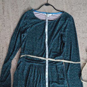 Size 4 Boden Navy Blue, Green, Turquoise, pink Dotted Long Sleeve Dress